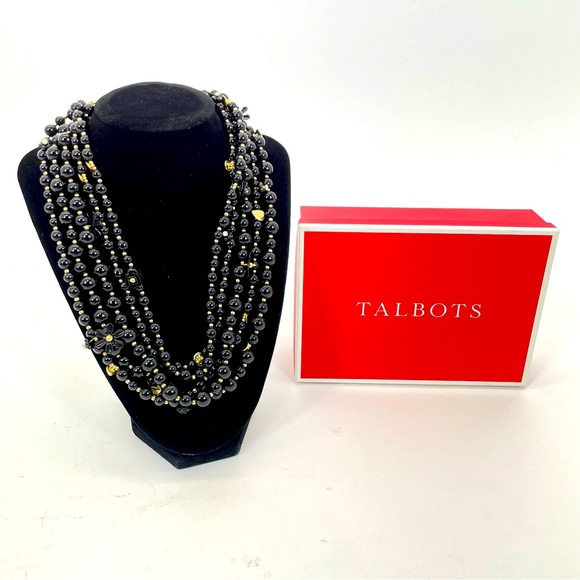 Talbots Black/Gold Multi Strand Necklace - Picture 9 of 13
